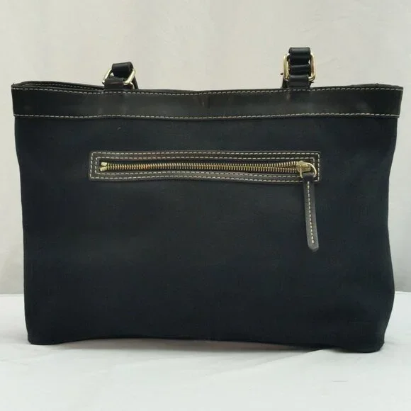 Dooney Bourke Handbag Black All Weather Leather VTG Logo Pattern Zipper Zipper - Picture 5 of 16